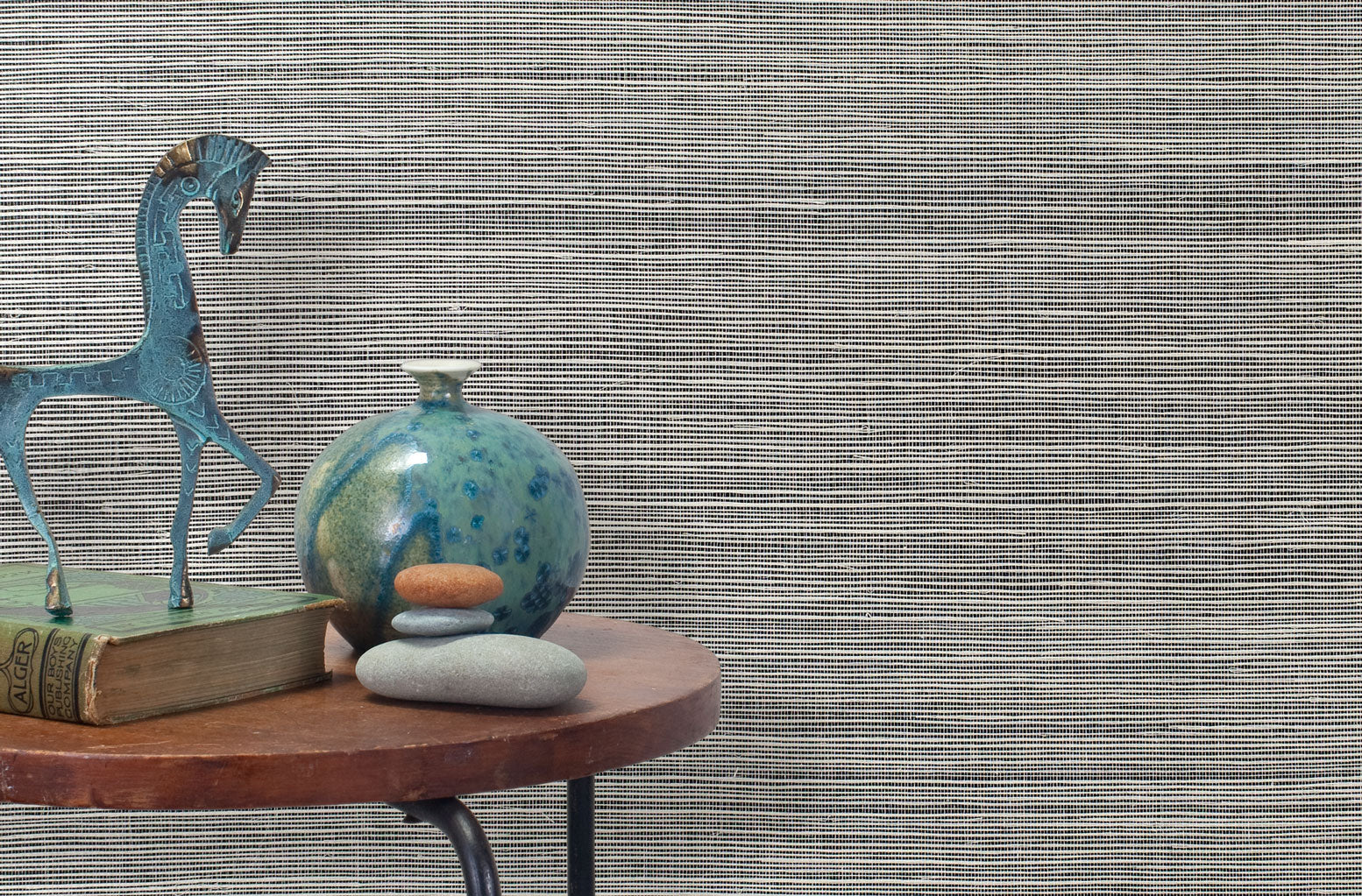 Charcoal with Warm White Sisal Agave Wallpaper - twenty2 grasscloth